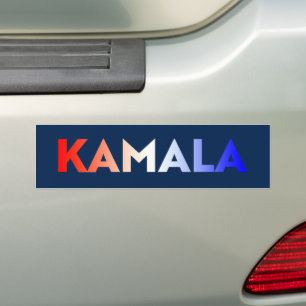 Kamala red white blue gradient typography blue bumper sticker