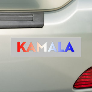 Kamala red white blue gradient typography gray bumper sticker