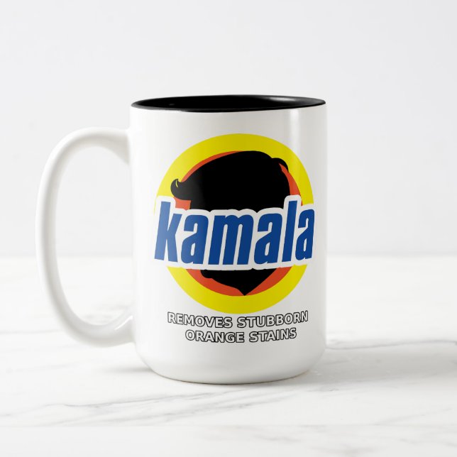 Kamala Removes Stubborn Orange Stains Two-Tone Coffee Mug (Left)