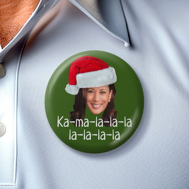 Kamala Santa Hat - Biden Harris 2020 funny holiday Button (Kamala Christmas Button)