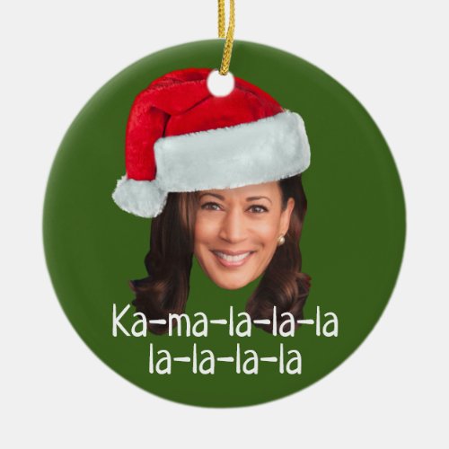 Kamala Santa Hat Biden Harris 2020 funny holiday Ceramic Ornament