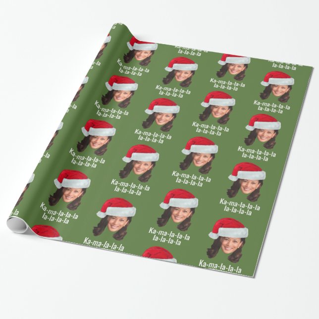 Kamala Santa Hat - Biden Harris 2020 funny holiday Wrapping Paper (Unrolled)