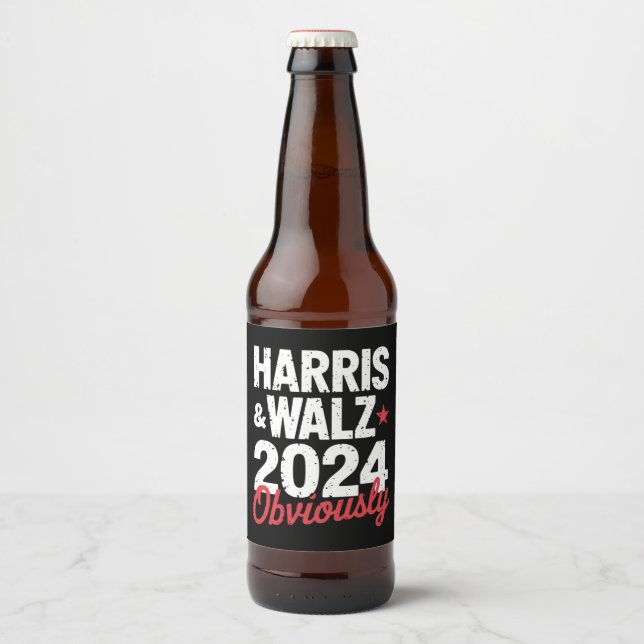 Kamala Walz Obviously 2024 Harris Waltz 2024  Beer Bottle Label (Front)