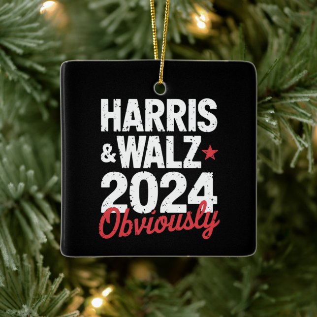 Kamala Walz Obviously 2024 Harris Waltz 2024  Ceramic Ornament (Tree)