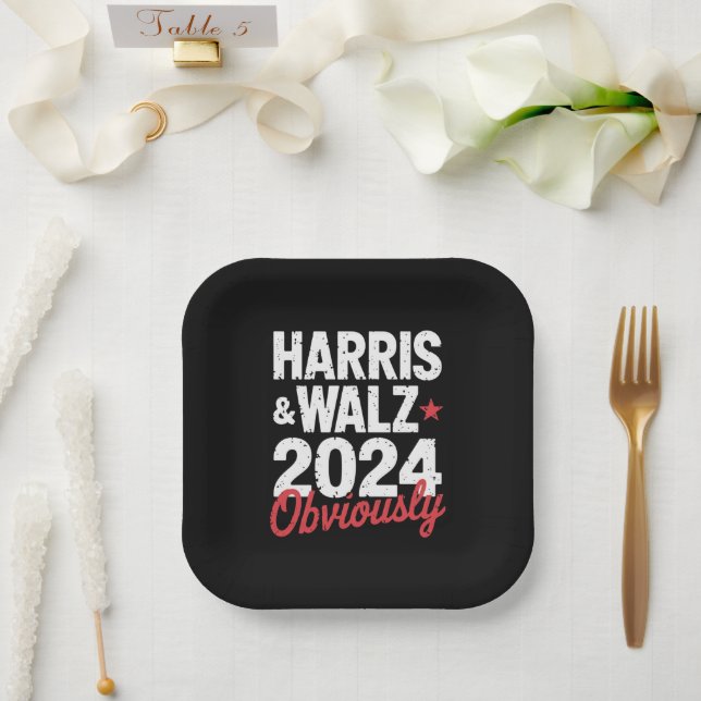 Kamala Walz Obviously 2024 Harris Waltz 2024  Paper Plates (Wedding)