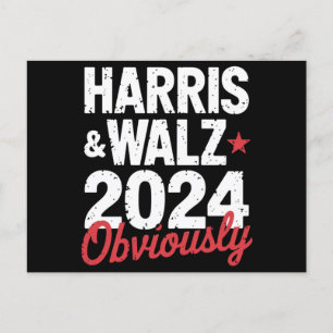 Kamala Walz Obviously 2024 Harris Waltz 2024  Postcard