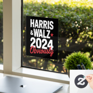 Kamala Walz Obviously 2024 Harris Waltz 2024  Window Cling
