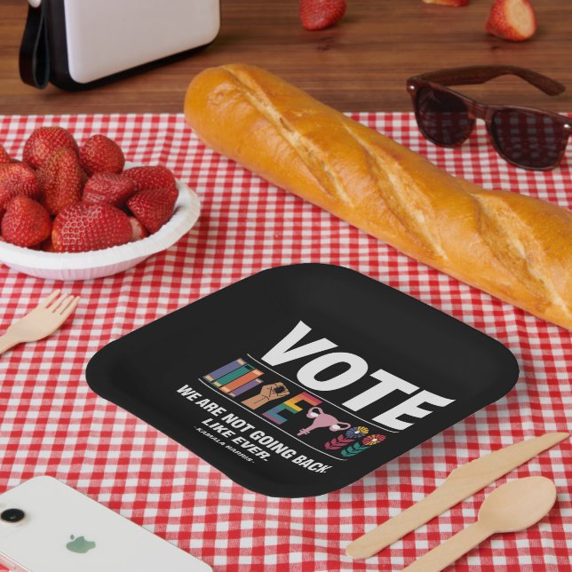 Kamala We Are Not Going Back Like Ever Feminist  Paper Plates (Picnic)