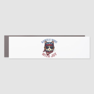 Kamala Wins with Joy Harris Walz Cat lady Election Car Magnet