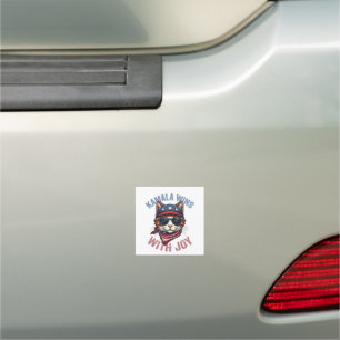 Kamala Wins with Joy Harris Walz Cat lady Election Car Magnet