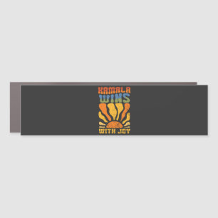 Kamala Wins with Joy Retro Boho Harris Walz Car Magnet