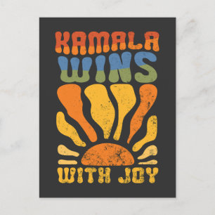 Kamala Wins with Joy Retro Boho Harris Walz Postcard