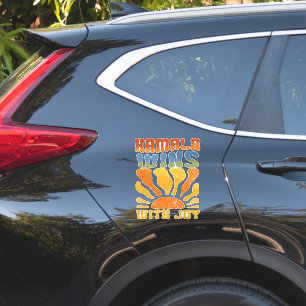 Kamala Wins with Joy Retro Boho Harris Walz Sticker