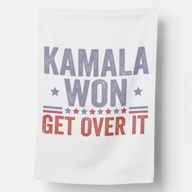 Kamala Won Get Over it Harris Walz Election  House Flag (Front)