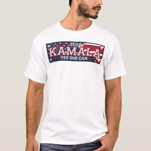 KAMALA YES SHE CAN Mens T_Shirt