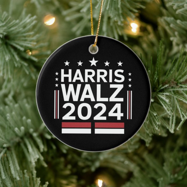 KamalaHarris TimWaltz 2024  Ceramic Ornament (Tree)