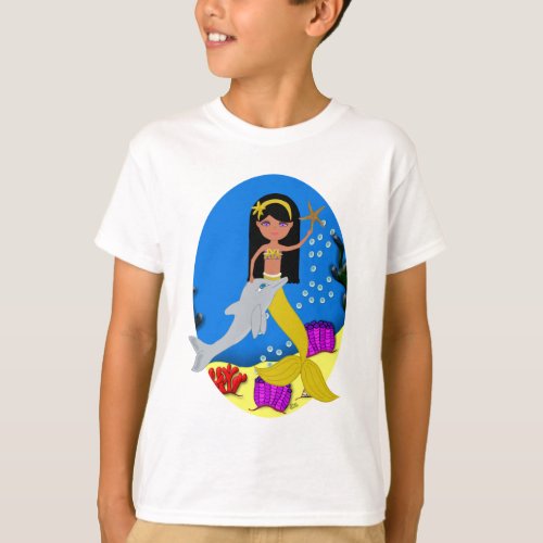 Kamaria the Mermaid with Dolphin T_Shirt