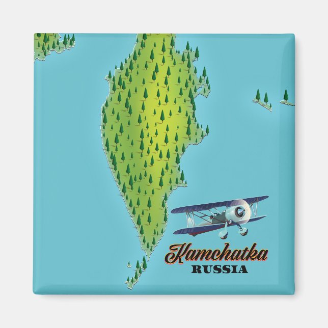 Kamchatka Peninsula Russia travel map. Magnet (Front)
