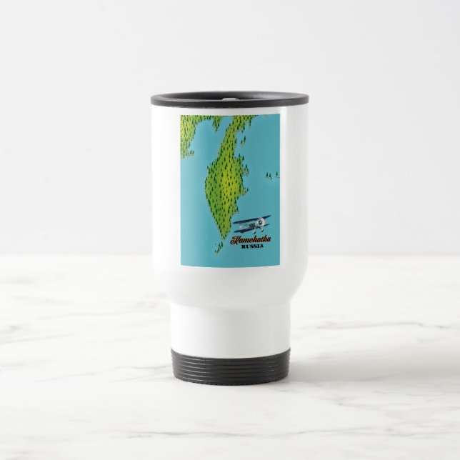 Kamchatka Peninsula Russia travel map. Mug (Center)