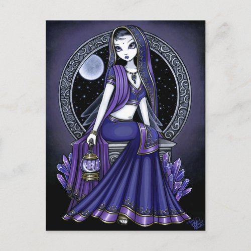 Kami Purple Moon Sari Fairy Postcard