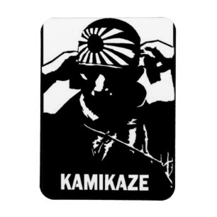Kamikaze Black and White Japanese Pilot Magnet