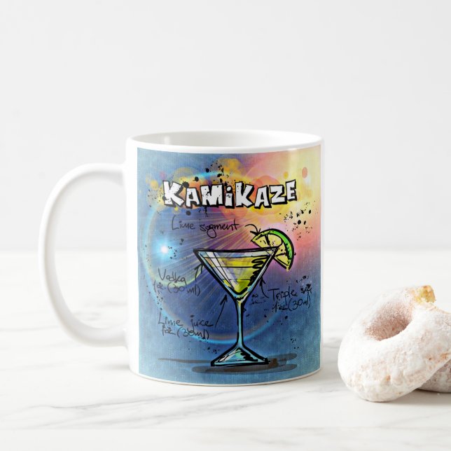Kamikaze Cocktail (#3 of 12 Drink Recipe Sets) Coffee Mug (With Donut)
