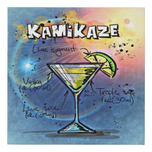 Kamikaze Cocktail 3 of 12 Drink Recipe Sets Faux Canvas Print