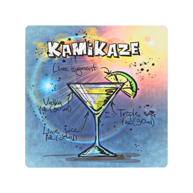 Kamikaze Cocktail (#3 of 12 Drink Recipe Sets) Metal Print (Front)