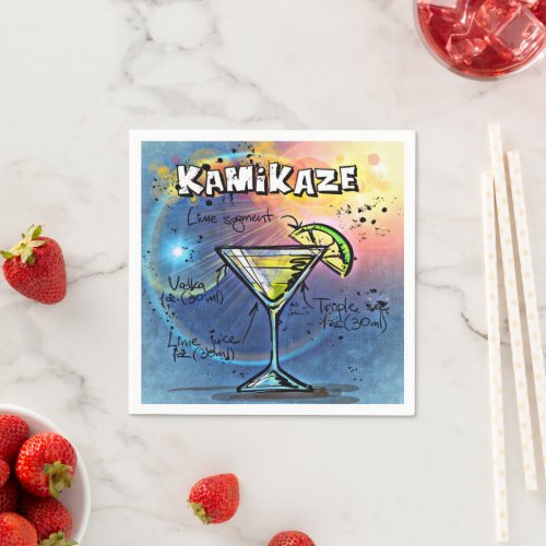 Kamikaze Cocktail 3 of 12 Drink Recipe Sets Napkins