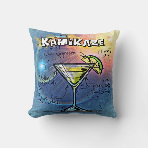 Kamikaze Cocktail 3 of 12 Drink Recipe Sets Throw Pillow