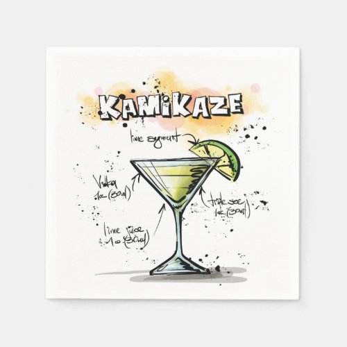 Kamikaze Drink Recipe Cocktail Napkin