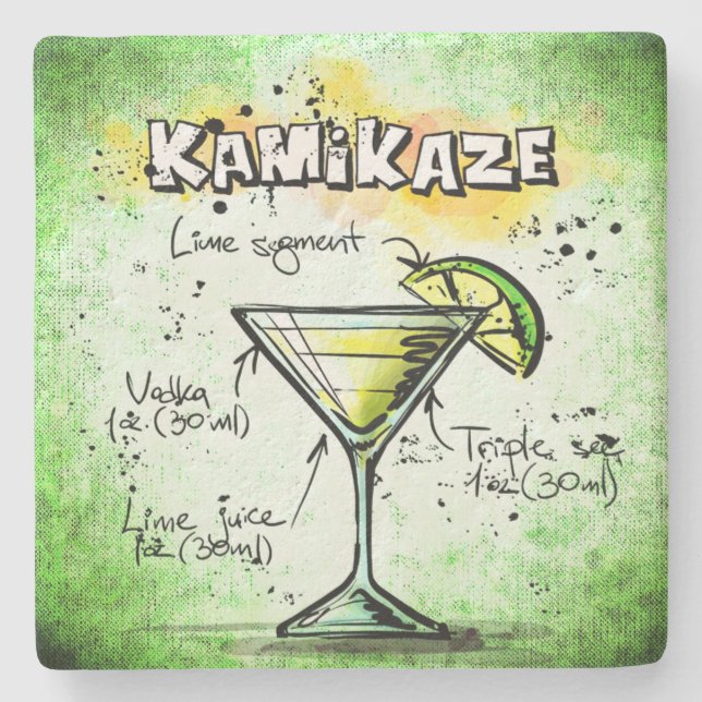 Kamikaze Drink Recipe Stone Coaster (Front)