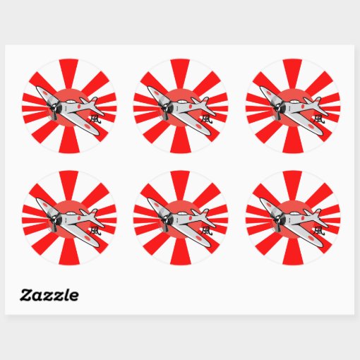 Kamikaze Large Classic Round Sticker | Zazzle