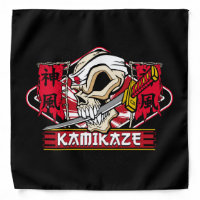 Kamikaze Skull With Japanese Katana Biker Dew Rag Bandana