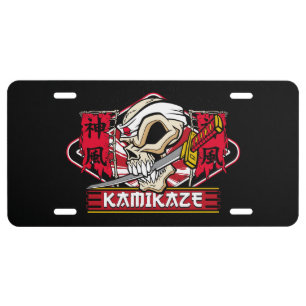 Kamikaze Skull With Japanese Katana Sword License Plate