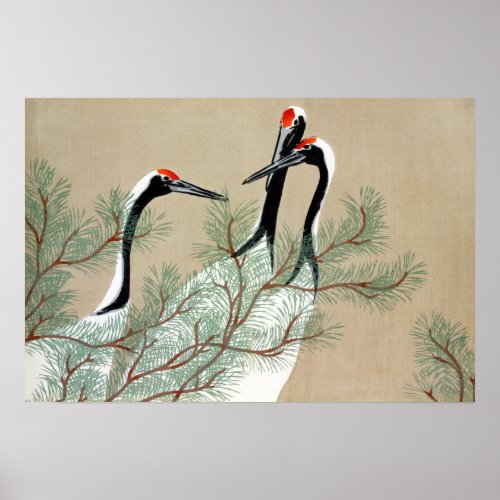 Kamisaka Sekka Cranes from Momoyogusa Poster
