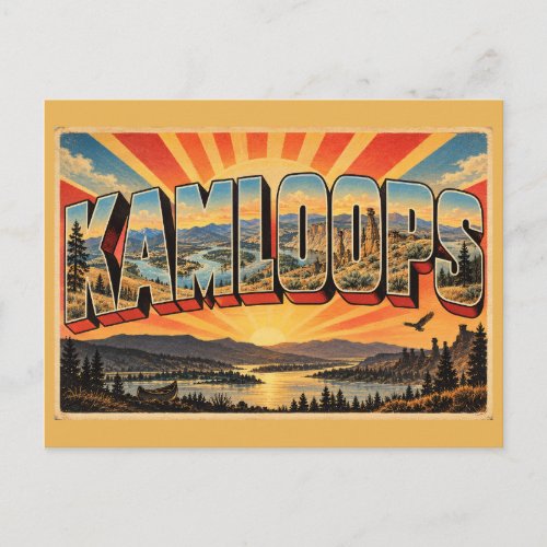 Kamloops BC River Confluence Hoodoos Art Postcard