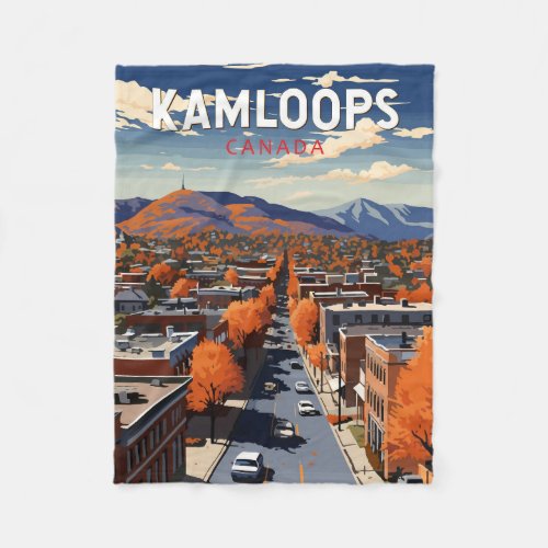 Kamloops Canada Travel Art Vintage Fleece Blanket