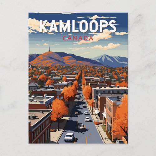 Kamloops Canada Travel Art Vintage Postcard