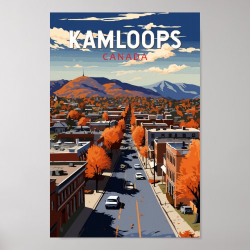 Kamloops Canada Travel Art Vintage Poster
