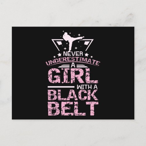 Kampsport Girl Black Belt Postcard