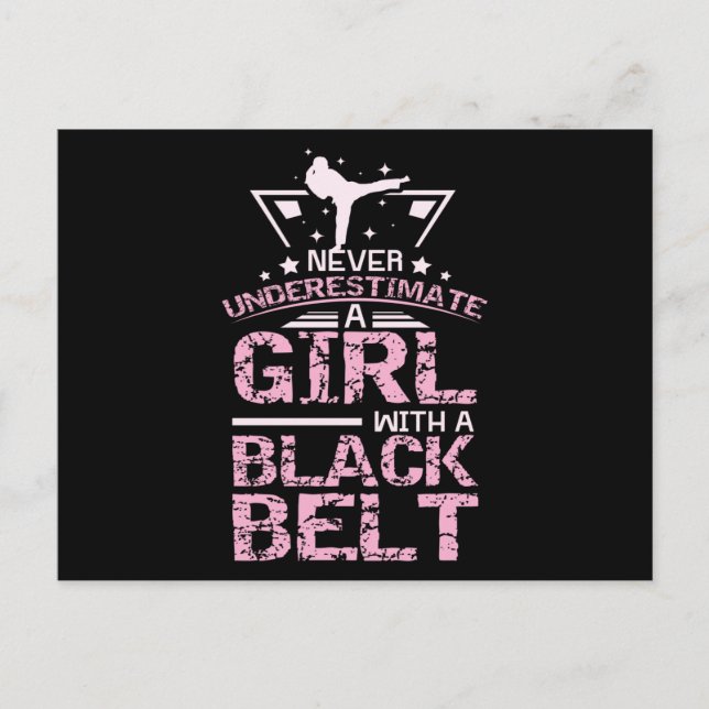 Kampsport Girl Black Belt Postcard (Front)