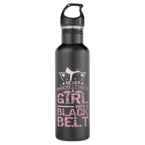 Kampsport Girl Black Belt Stainless Steel Water Bottle