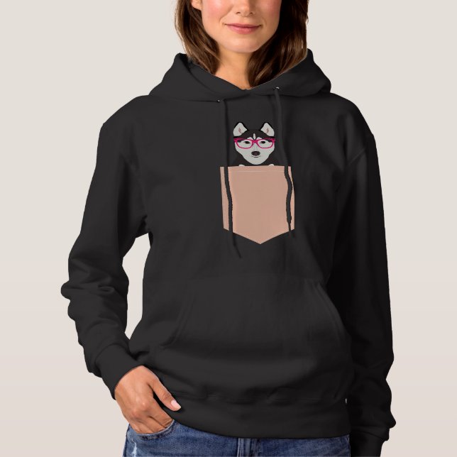 Kamri  Siberian Husky With Pink Hipster Glasses Cu Hoodie (Front)