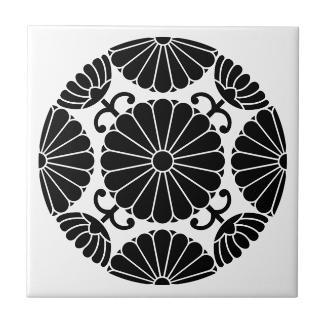Kan-in chrysanthemum ceramic tile (Front)