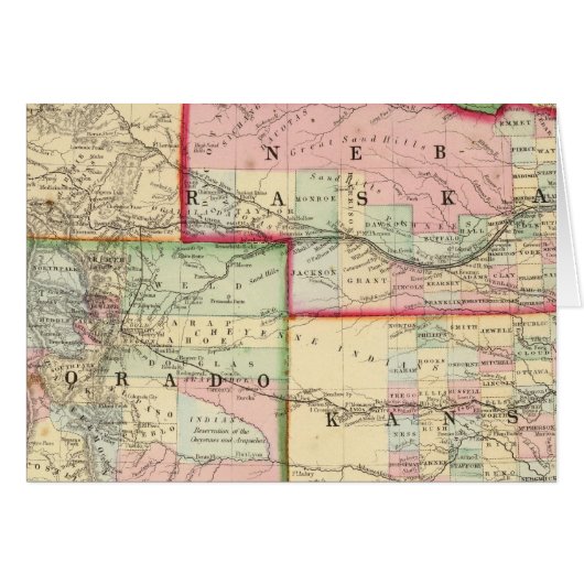 Kan, Neb, Colo Map by Mitchell Cards (Front Horizontal)