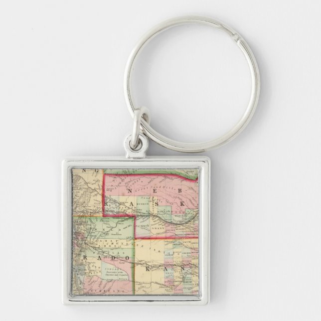 Kan, Neb, Colo Map by Mitchell Keychain (Front)