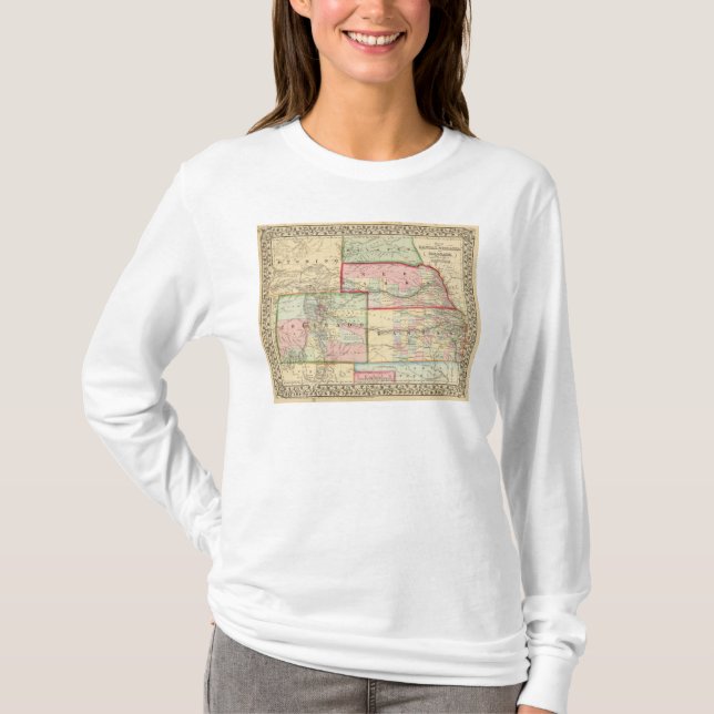 Kan, Neb, Colo Map by Mitchell T-Shirt (Front)