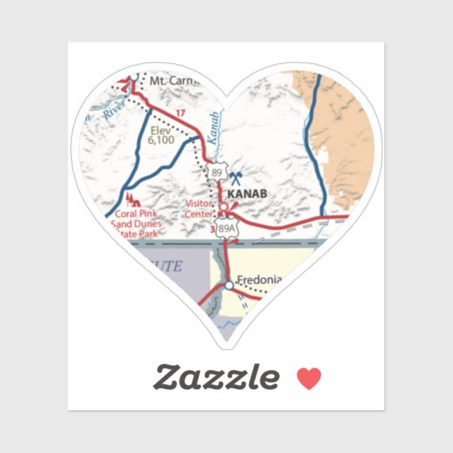 Kanab Utah Map Sticker (Sheet)