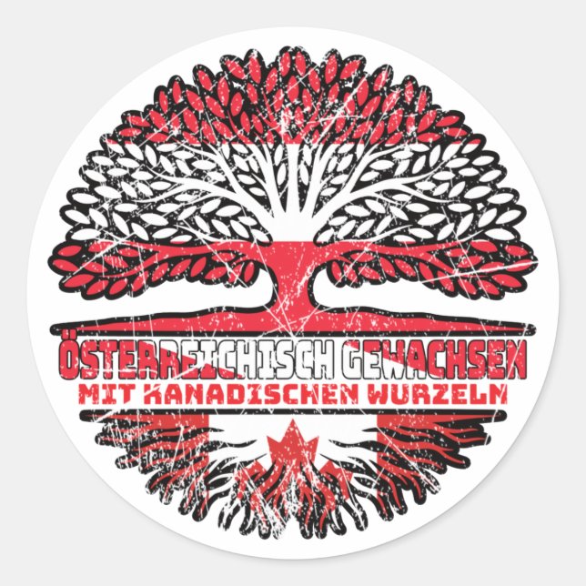 Kanada Kanadisch Österreichisch Österreich Baum Classic Round Sticker (Front)